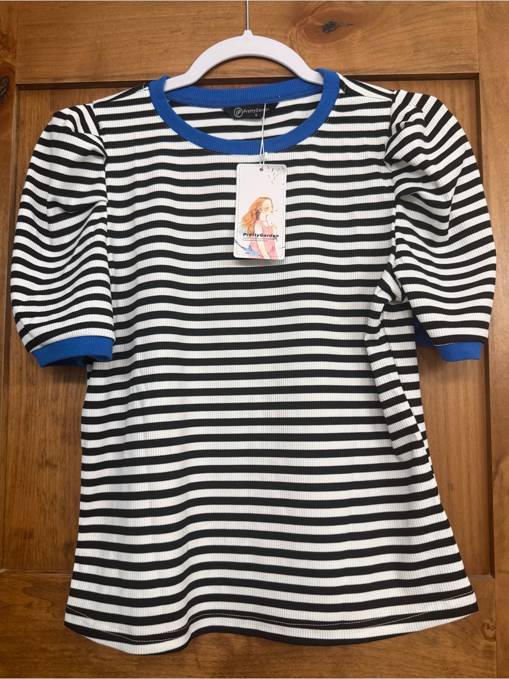 New Prettygarden women’s ribbed Puff Short sleeve crewneck top